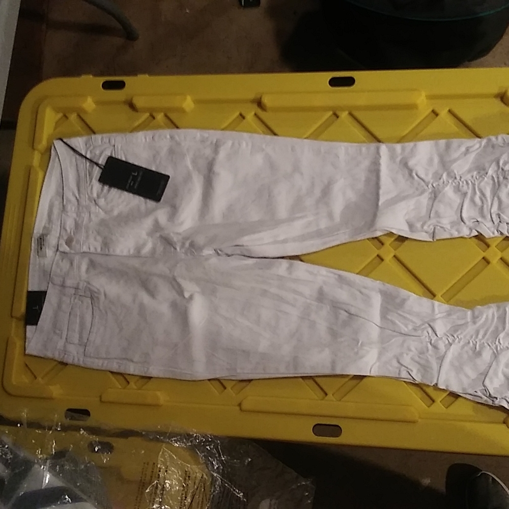 White shirring denim pants